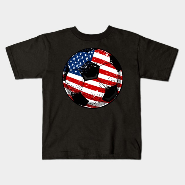 Soccer American Flag 4Th Of July Kids T-Shirt by schaefersialice